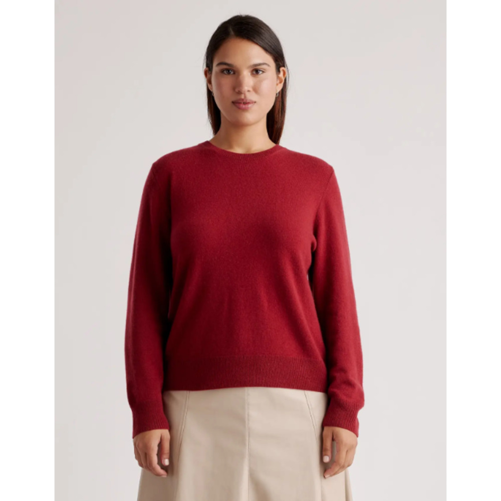 Quince 100% Mongolian Cashmere Crewneck Sweater Medium Crimson